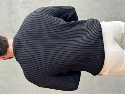 Erkek Premium Kalite Selanik Örgüsü Bisiklet Yaka Oversize Triko Kazak-Siyah(E1201)