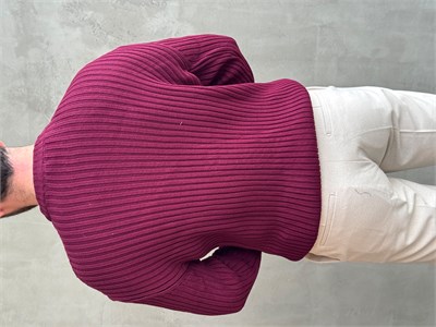 Erkek Premium Kalite Selanik Örgüsü Bisiklet Yaka Oversize Triko Kazak-Bordo(E1201)