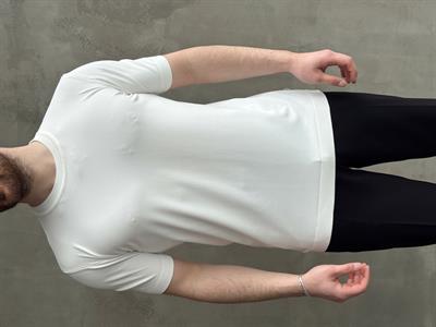 Erkek Premium Model Regular Kalıp Bisiklet Yaka Ribana Detay Triko T-Shirt-Beyaz(E1690)
