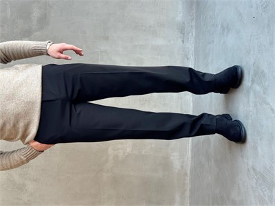 Erkek Premium Yüksek Kalite Beli Ekstra Lastikli Düğme ve Kopça Detaylı Regular Kalıp Kışlık Gabardin Kumaş Pantolon-Siyah(E1869)