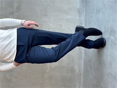 Erkek Premium Yüksek Kalite Beli Ekstra Lastikli Düğme ve Kopça Detaylı Regular Kalıp Kışlık Gabardin Kumaş Pantolon-Lacivert(E1869)