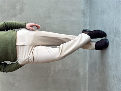 Erkek Premium Yüksek Kalite Beli Ekstra Lastikli Düğme ve Kopça Detaylı Regular Kalıp Kışlık Gabardin Kumaş Pantolon-Bej(E1869)