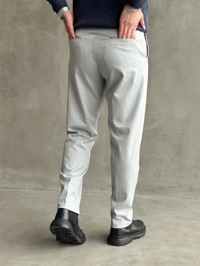 Erkek Premium Yüksek Kalite Beli Lastikli Düğme Ve Kopça Detaylı Regular Kalıp Kışlık Gabardin Kumaş Pantolon-Gri(E1521)