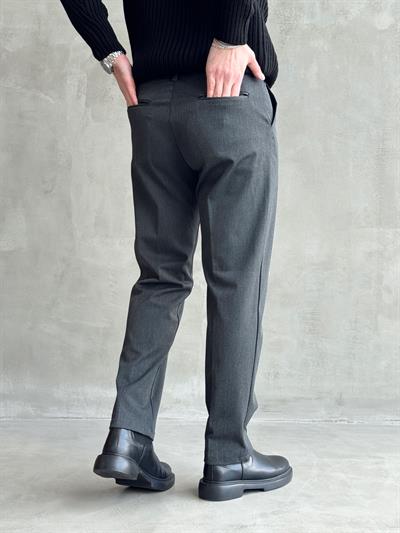 Erkek Premium Yüksek Kalite Beli Lastikli Düğme Ve Kopça Detaylı Regular Kalıp Kışlık Gabardin Kumaş Pantolon-Füme(E1521)