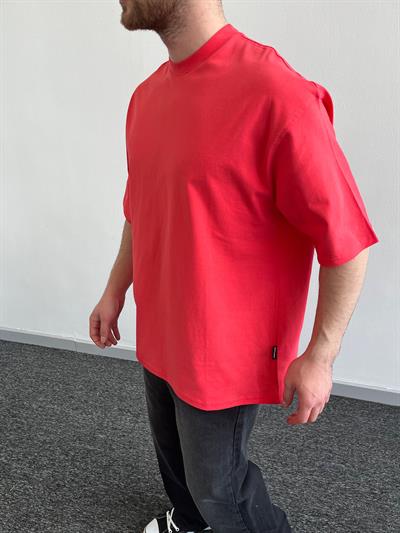 Erkek Premium Yüksek Kalite Düz Oversize T-Shirt-Nar(E1047)