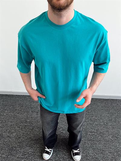 Erkek Premium Yüksek Kalite Düz Oversize T-Shirt-Petrol Yeşili(E1047)