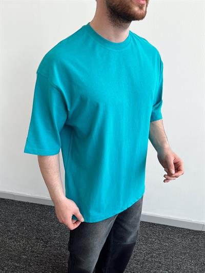 Erkek Premium Yüksek Kalite Düz Oversize T-Shirt-Petrol Yeşili(E1047)