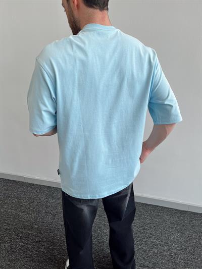 Erkek Premium Yüksek Kalite Düz Oversize T-Shirt-Aqua(E1047)