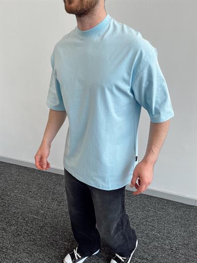 Erkek Premium Yüksek Kalite Düz Oversize T-Shirt-Aqua(E1047)