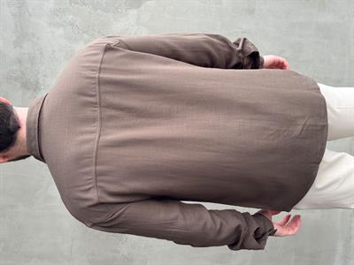 Erkek Premium Yüksek Kalite Oversize Kalıp Düz Model Gramajı Yüksek Keten Kumaş Gömlek-Kahverengi(E1692)