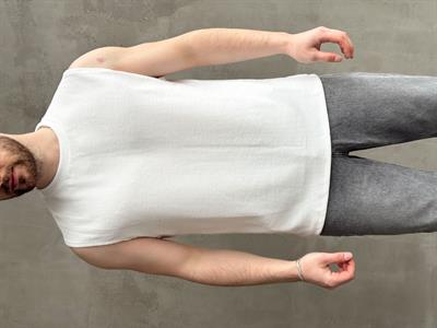Erkek Premium Yüksek Kalite Oversize Kalıp Bisiklet Yaka Fitilli T-Shirt-Beyaz(E1665)