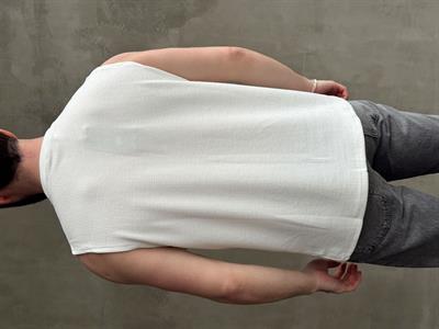 Erkek Premium Yüksek Kalite Oversize Kalıp Bisiklet Yaka Fitilli T-Shirt-Beyaz(E1665)