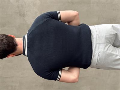 Erkek Premium Yüksek Kalite Regular Kalıp Fermuar Detaylı Nakışlı Triko T-Shirt-Lacivert(E1669)