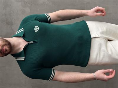Erkek Premium Yüksek Kalite Regular Kalıp Fermuar Detaylı Nakışlı Triko T-Shirt-Petrol(E1669)