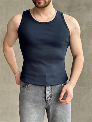 Erkek Premium Yüksek Kalite Slim Fit Fitilli Atlet-Lacivert(E1670)