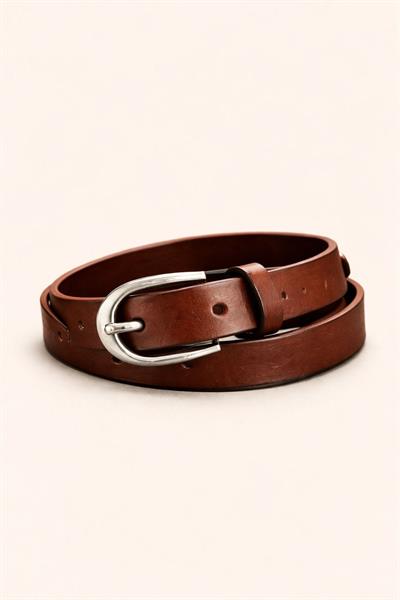 Erkek Suni Deri 2,5 Cm / 115 Cm Klasik Kemer-Kahverengi(E1297)