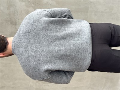 Erkek Trend Model Oversize Kalıp Pis Dikişli Kalp Nakışlı Triko Kazak-Antrasit(E1851)