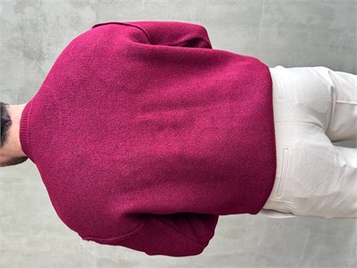 Erkek Trend Model Oversize Kalıp Pis Dikişli Kalp Nakışlı Triko Kazak-Bordo(E1851)