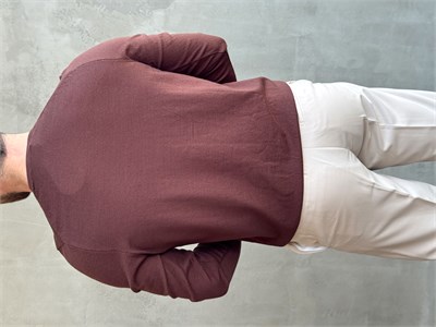 Erkek Trend Model Regular Fit Bisiklet Yaka Ribana Detay İnce Triko Kazak-Kahverengi(E1808)
