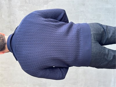 Erkek Trend Model Regular Fit Halat Desenli Ribana Detaylı Triko Hırka-Lacivert(E1809)