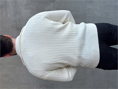 Erkek Trend Model Regular Fit Halat Desenli Ribana Detaylı Triko Hırka-Ekru(E1809)
