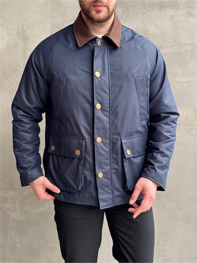Erkek Trend Model Regular Fit Kadife Yaka Torba Cepli Dokuma Kumaş Ceket-Lacivert(E1811)