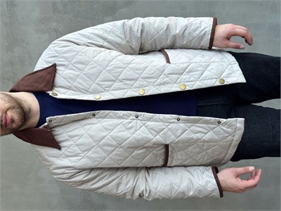 Erkek Trend Model Regular Fit Kadife Yaka Baklava Desenli Ceket-Taş(E1810)