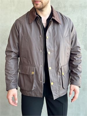 Erkek Trend Model Regular Fit Kadife Yaka Torba Cepli Dokuma Kumaş Ceket-Kahverengi(E1811)