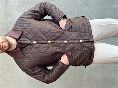 Erkek Trend Model Regular Fit Kadife Yaka Baklava Desenli Ceket-Kahverengi(E1810)