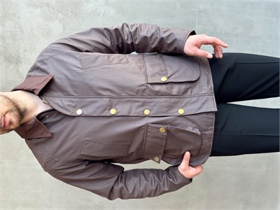 Erkek Trend Model Regular Fit Kadife Yaka Torba Cepli Dokuma Kumaş Ceket-Kahverengi(E1811)