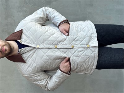 Erkek Trend Model Regular Fit Kadife Yaka Baklava Desenli Ceket-Taş(E1810)