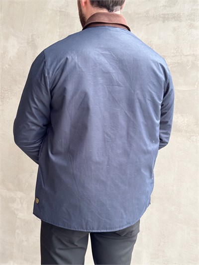 Erkek Trend Model Regular Fit Kadife Yaka Torba Cepli Dokuma Kumaş Ceket-Lacivert(E1811)