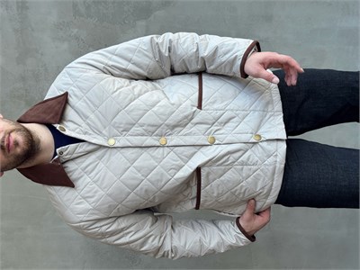 Erkek Trend Model Regular Fit Kadife Yaka Baklava Desenli Ceket-Taş(E1810)