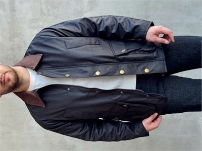 Erkek Trend Model Regular Fit Kadife Yaka Torba Cepli Dokuma Kumaş Ceket-Siyah(E1811)