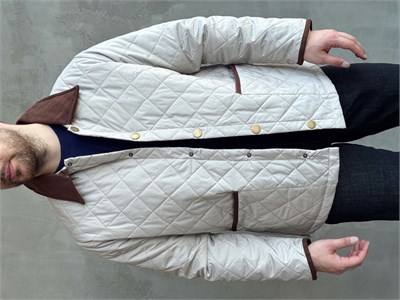 Erkek Trend Model Regular Fit Kadife Yaka Baklava Desenli Ceket-Taş(E1810)