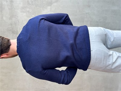 Erkek Trend Model Regular Kalıp Ribana Detaylı Bisiklet Yaka %50 Yün Triko Kazak-Lacivert(E1871)