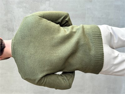 Erkek Trend Model Regular Kalıp Ribana Detaylı Bisiklet Yaka %50 Yün Triko Kazak-Haki(E1871)