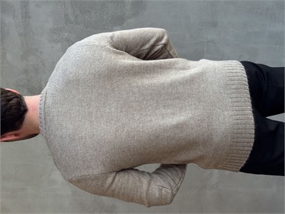 Erkek Trend Model Regular Kalıp Ribana Detaylı Bisiklet Yaka %50 Yün Triko Kazak-Taş(E1871)