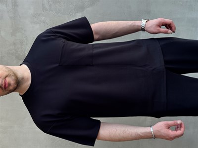 Erkek Trend Oversize Kalıp Cep Detaylı T-Shirt-Siyah(E1760)