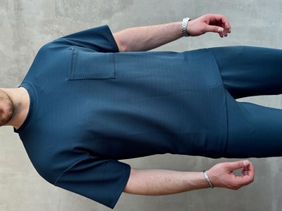 Erkek Trend Oversize Kalıp Cep Detaylı T-Shirt-Petrol(E1760)
