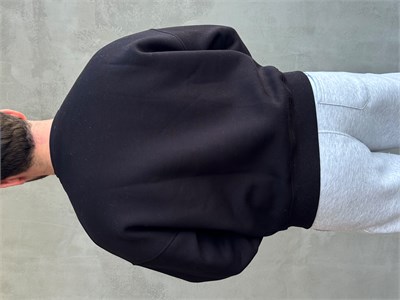 Erkek Yani Sezon Oversize Kalıp Bisiklet Yaka 3 İplik Basic Sweat-Siyah(E1807)