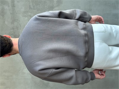 Erkek Yani Sezon Oversize Kalıp Bisiklet Yaka 3 İplik Basic Sweat-Antrasit(E1807)