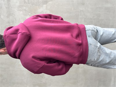 Erkek Yani Sezon Oversize Kalıp Kapüşonlu 3 İplik Zip Sweat-Bordo(E1805)