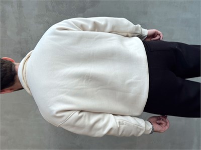 Erkek Yani Sezon Oversize Kalıp Yarım Fermuarlı 3 İplik Basic Sweat-Bej(E1806)