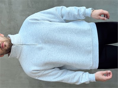 Erkek Yani Sezon Oversize Kalıp Yarım Fermuarlı 3 İplik Basic Sweat-Melange(E1806)