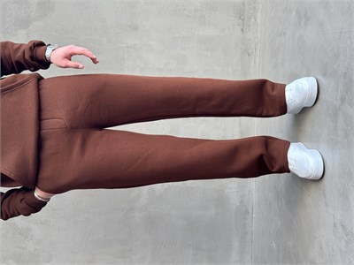 Erkek Yeni Sezon 3 İplik Baggy Kalıp Basic Eşofman-Kahverengi(E1803)