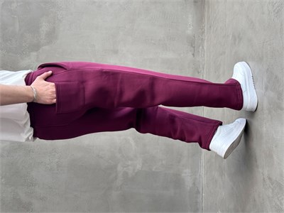 Erkek Yeni Sezon 3 İplik Baggy Kalıp Basic Eşofman-Bordo(E1803)