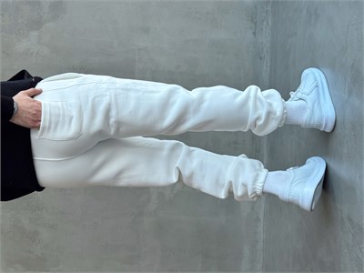 Erkek Yeni Sezon 3 İplik Geniş Kalıp Jogger Basic Eşofman-Beyaz(E1804)