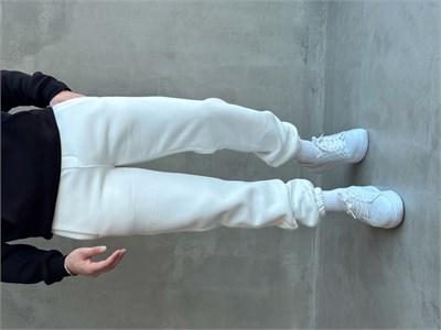 Erkek Yeni Sezon 3 İplik Geniş Kalıp Jogger Basic Eşofman-Beyaz(E1804)