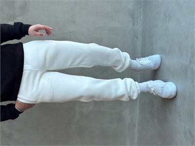 Erkek Yeni Sezon 3 İplik Geniş Kalıp Jogger Basic Eşofman-Beyaz(E1804)